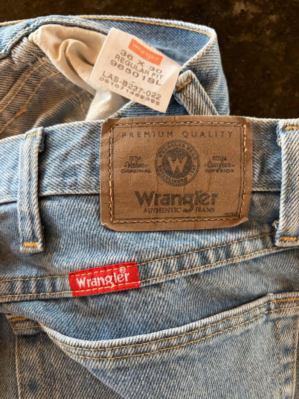 Wrangler Light Blue Denim Jeans with Red Logo Tab
